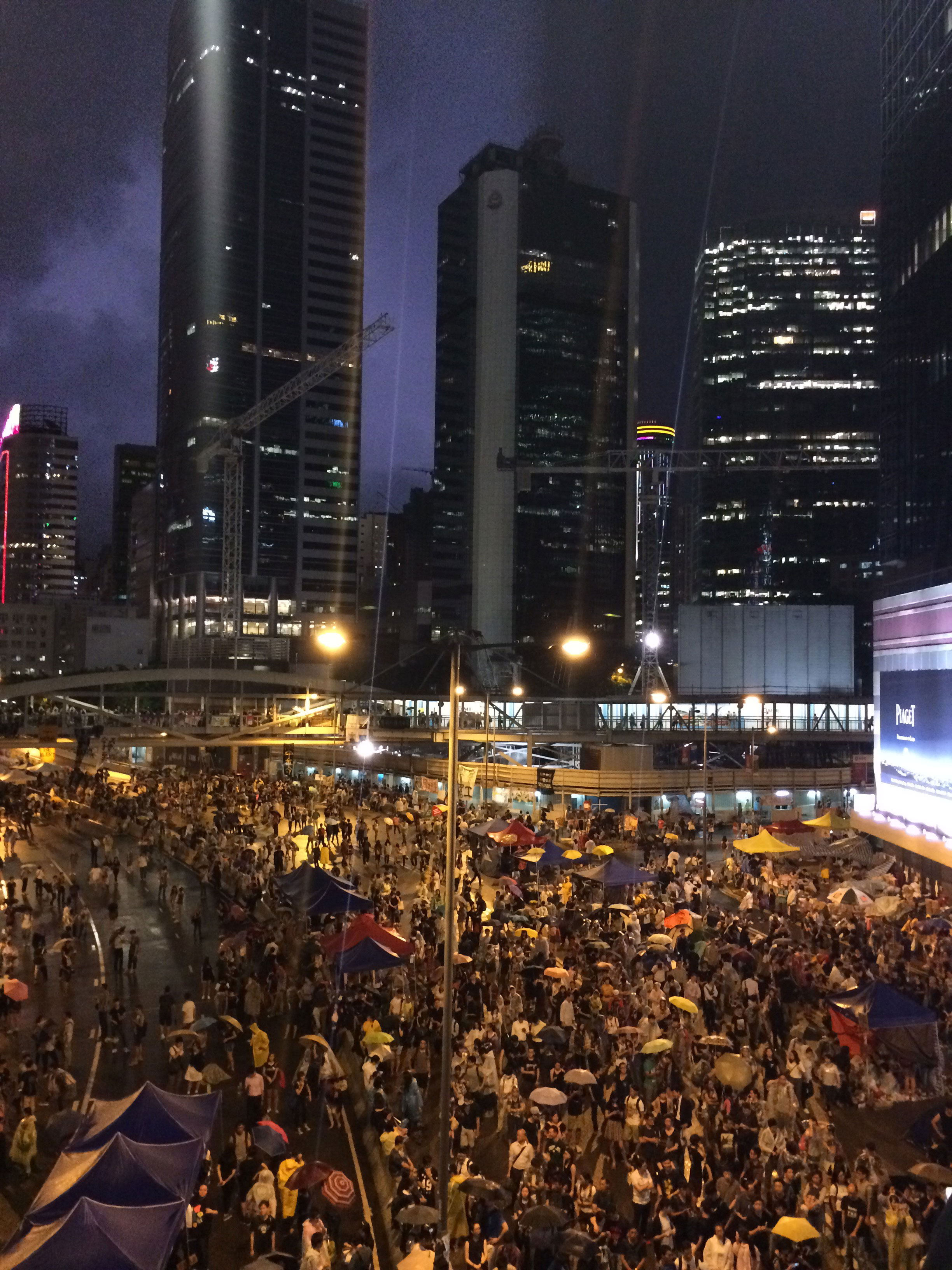 Connaught Road, Admiralty, occupied by crowds during the Umbrella Movement, October 2014.