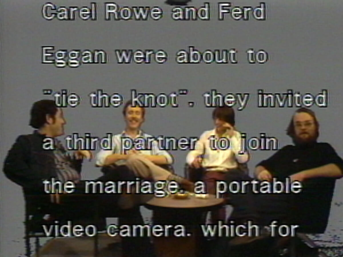 Carel and Ferd interviewing one another in the repackaged film for WNET’s 1975 series <em>Video and Television Review</em>.