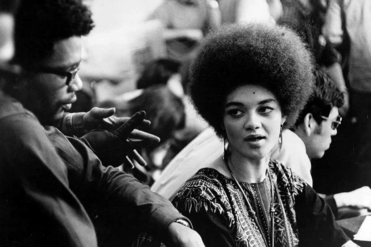 Kathleen Cleaver on the set of <em>Zabriskie Point</em>.